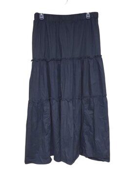 Lane Bryant Woman's Black Pull On Long Tiered Boho Witch Goth Skirt Plus 18/20